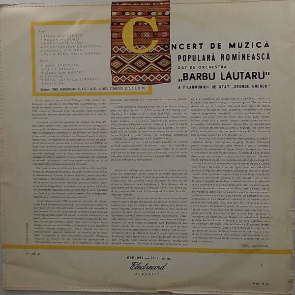 Orchestra Barbu Lautaru — Concert De Muzica Populara Romineasca