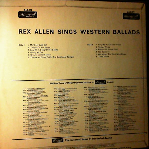 Allen Rex — Allen Rex Sings Western Ballads