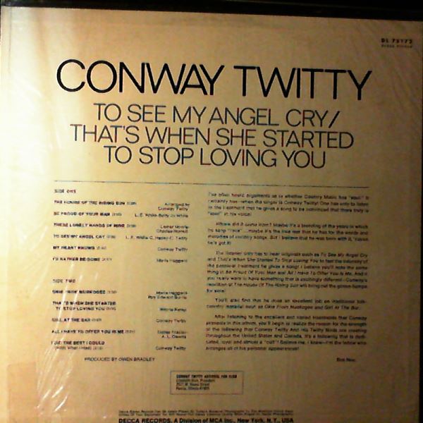 Conway Twitty — To See My Angel Cry / That's When She Started To Stop Loving You