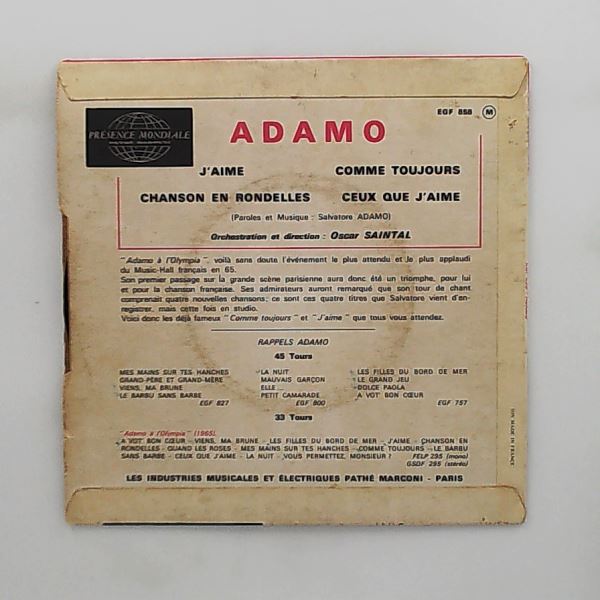Adamo Salvatore — J'aime / Chanson En Rondelles / Comme Toujours / Ceux Que J'aime