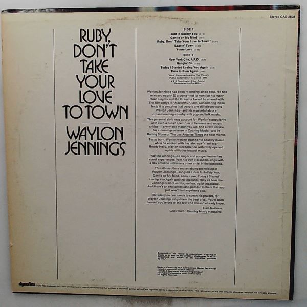 Jennings Waylon — Ruby, Don't Take Your Love To Town