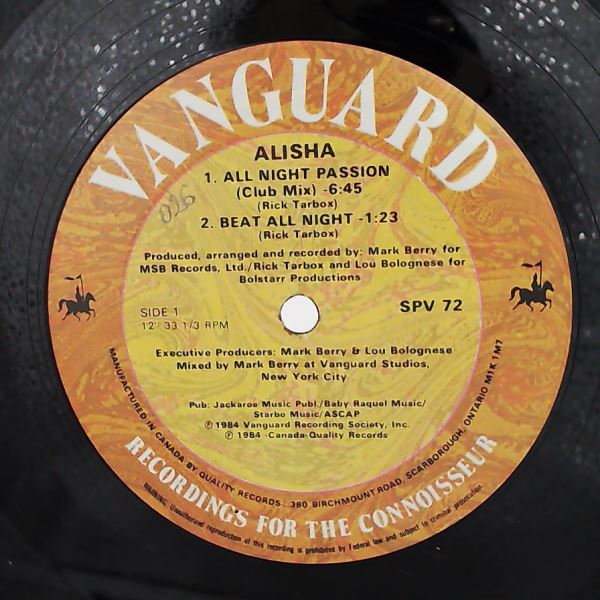 Alisha — All Night Passion / Beat All Night / Dub All Night