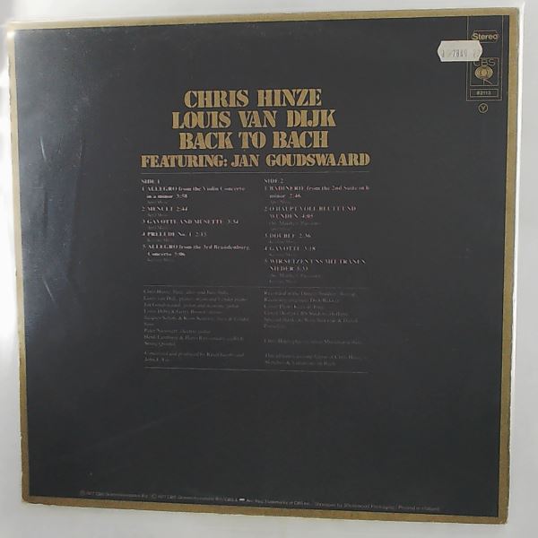 Hinze Chris, Van Dijk Louis — Back To Bach - The Best Of The Bach Recordings