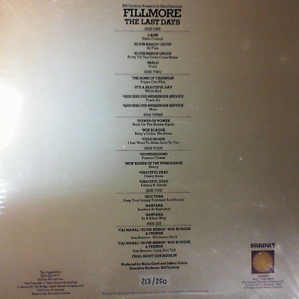 Various Artists (Producer - Graham Bill) — Fillmore - The Last Days