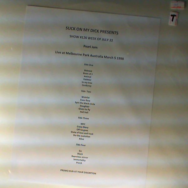 Pearl Jam — Suck On My Dick Presents Pearl Jam Live At Melbourne Park Australia March 5 1998