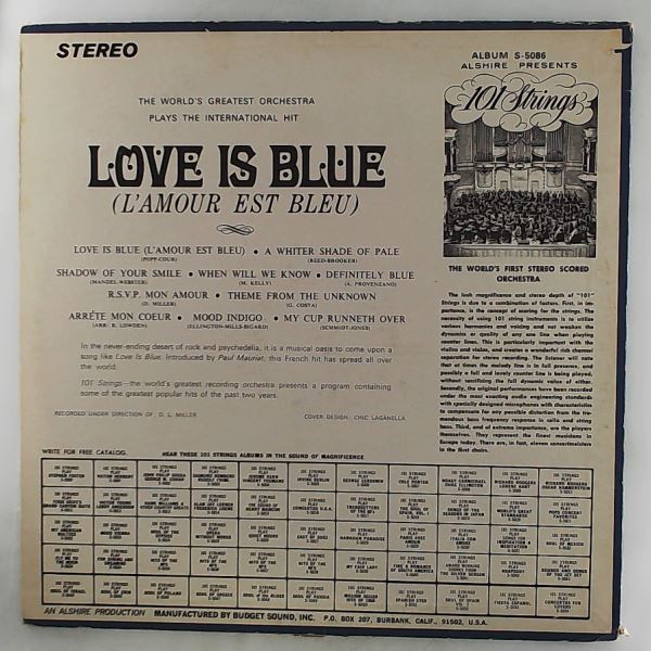 101 Strings (One Hundred & One Strings Orchestra) — Play Love Is Blue (L'Amour Est Bleu)