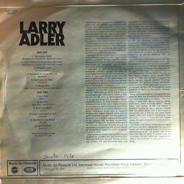 Adler Larry — Adler Larry Plays The Genevieve Waltz, Love Theme And Blues