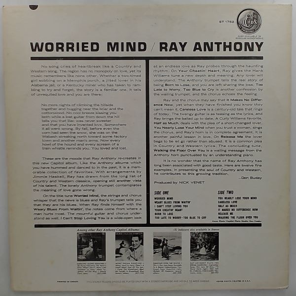 Anthony Ray — Worried Mind (The Soul Of Country Western Blues)