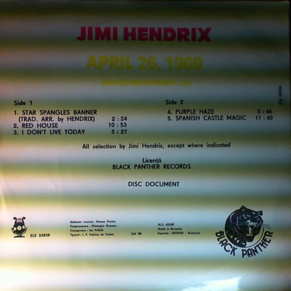 Hendrix Jimi — Live In Los Angeles Forum CA., USA