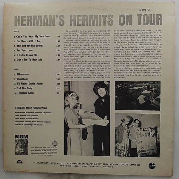 Herman's Hermits — Their Second Album! Herman's Hermits On Tour
