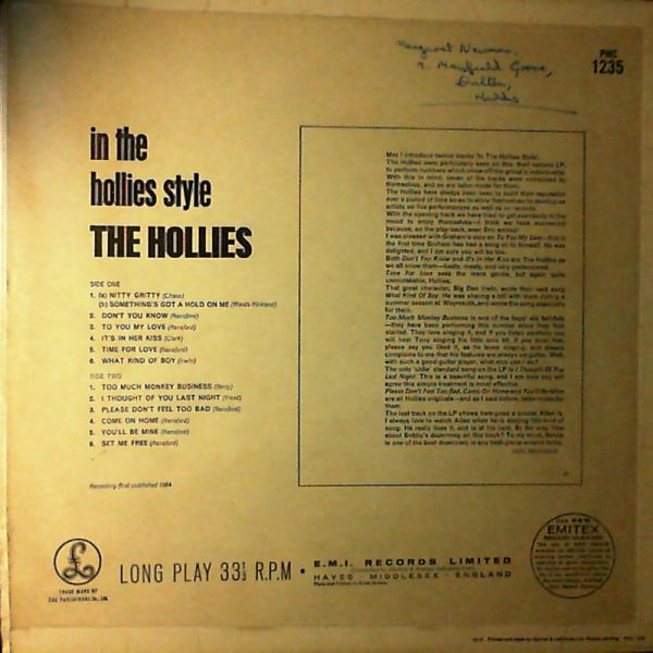 Hollies — In The Hollies Style