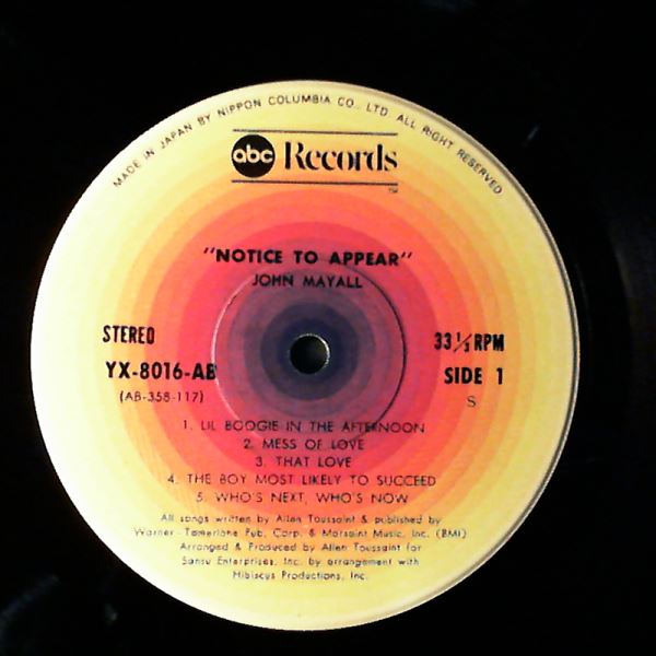 Mayall John — Notice To Appear
