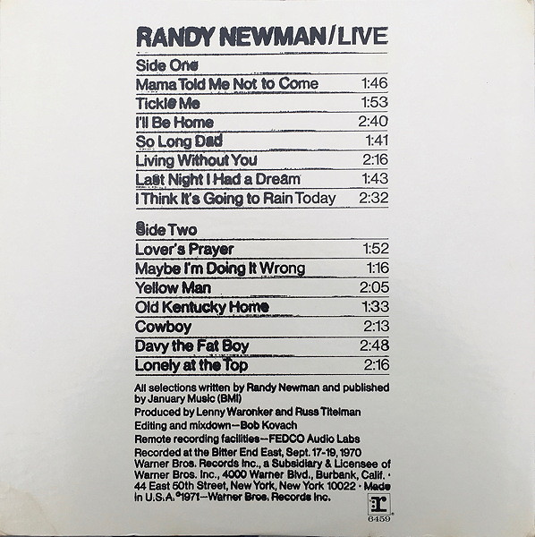 Newman Randy — Live