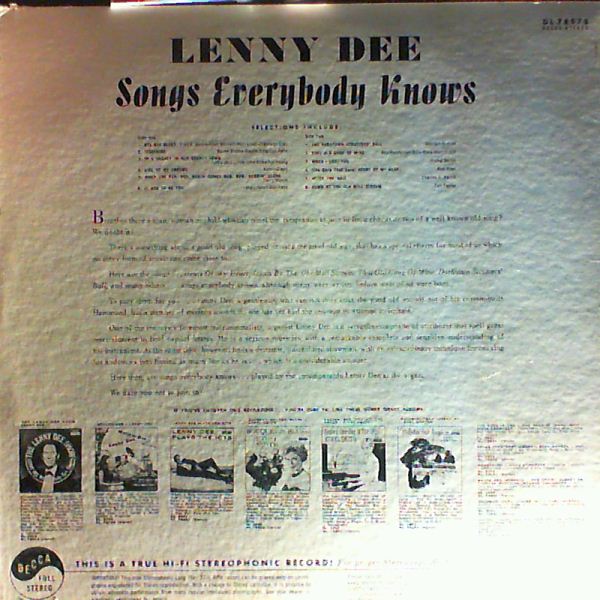 Dee Lenny — Songs Everybody Knows