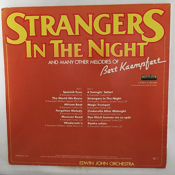 John Edwin Orchestra — Strangers In The Night And Many Other Melodies Of Kaempfert Bert