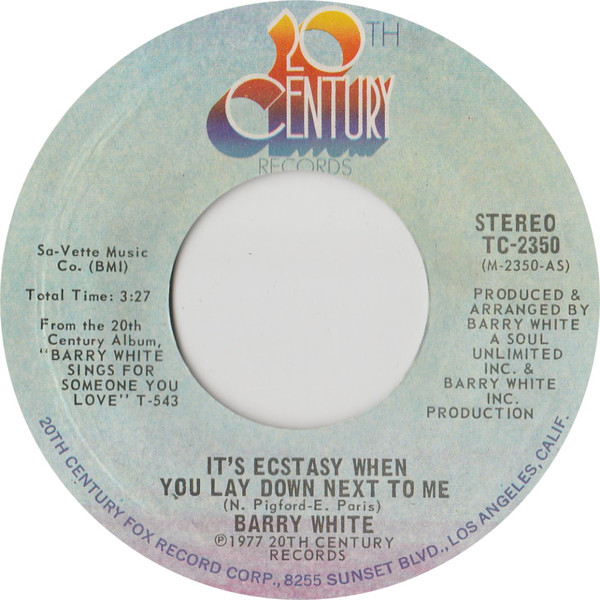 Barry White — It's Ecstasy When You Lay Down Next To Me / I Never Thought I'd Fall In Love With You