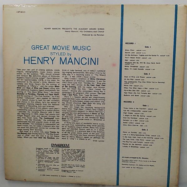 Mancini Henry with his Orchestra and Chorus — Mancini Henry Presents The Academy Award Songs