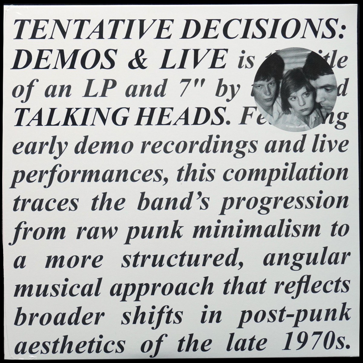 Talking Heads — Tentative Decisions: Demos & Live