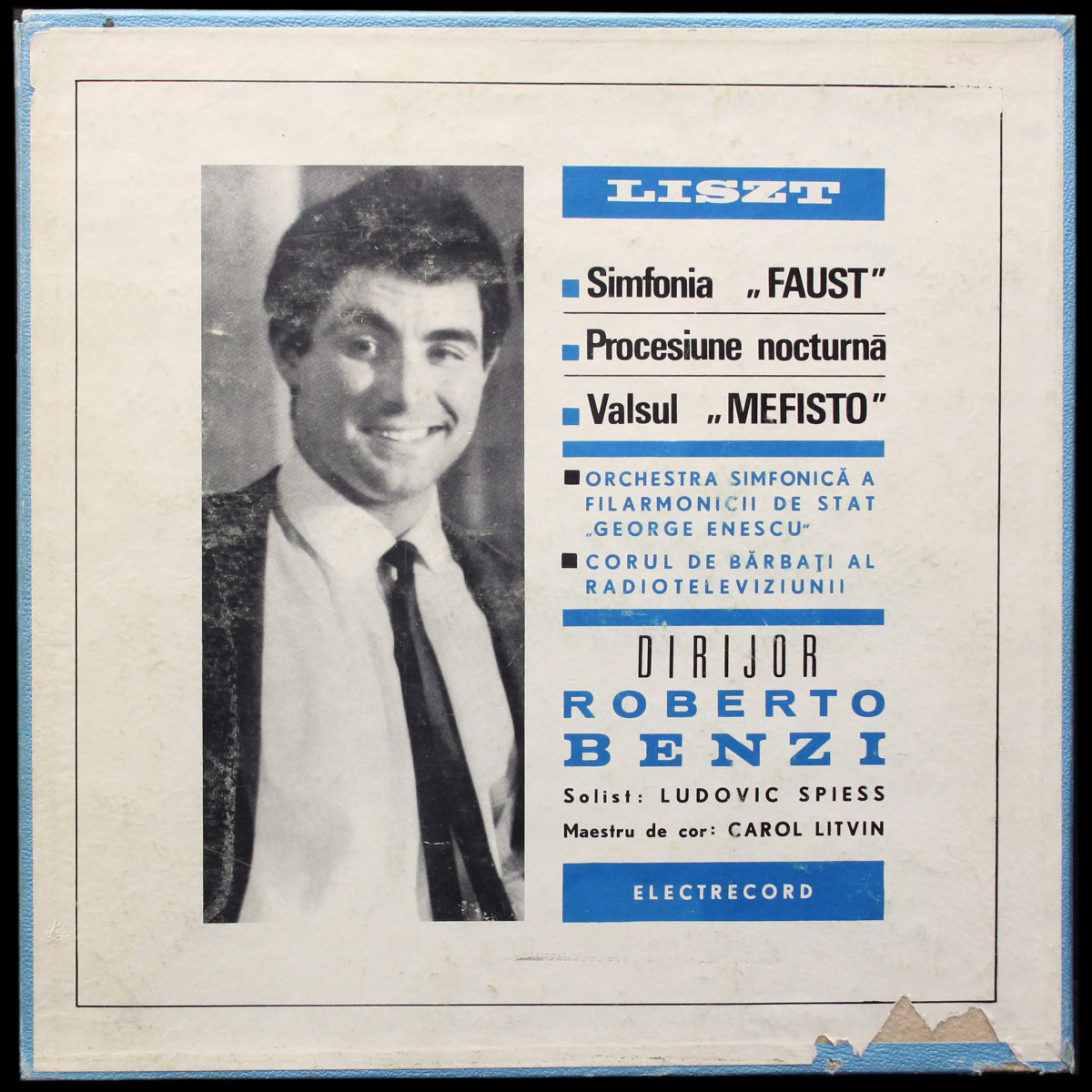 Roberto Benzi / Ludovic Spiess / Carol Litvin — Roberto Benzi: Simfonia Faust / Procesiune Nocturna / Valsul Mefisto (2LP Box, моно)