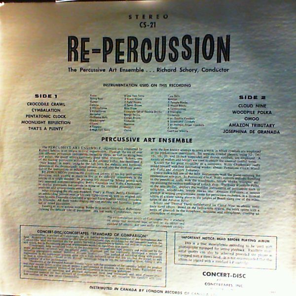Percussive Art Ensemble (cond. Schory Richard) — Re-Percussion