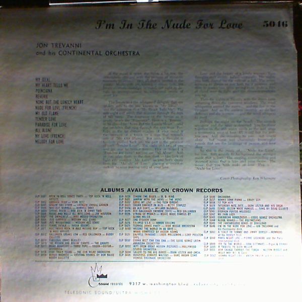Trevanni Jon and his Continental orchestra — I'm in the nude for love