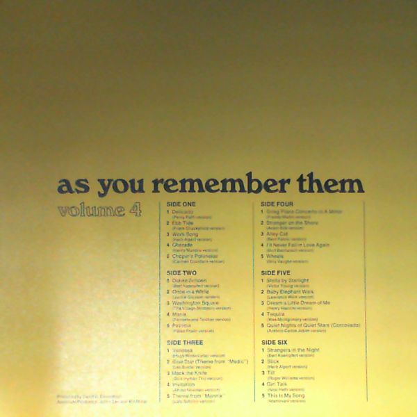 Various Artists — As you remember them, great instrumentals & other favorites (a connoiseur`s collection in stereo) volume 4