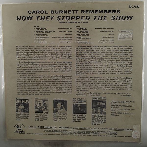Burnett Carol — Burnett Carol Remembers How They Stopped The Show