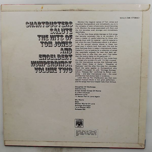 Chartbusters — Salute The Hits Of Jones Tom And Humperdinck Engelbert Vol. 2
