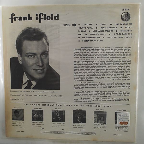 Ifield Frank — Ifield Frank Sings