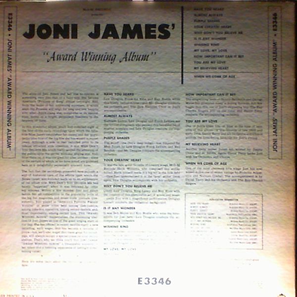 James Joni — Award Winning Album