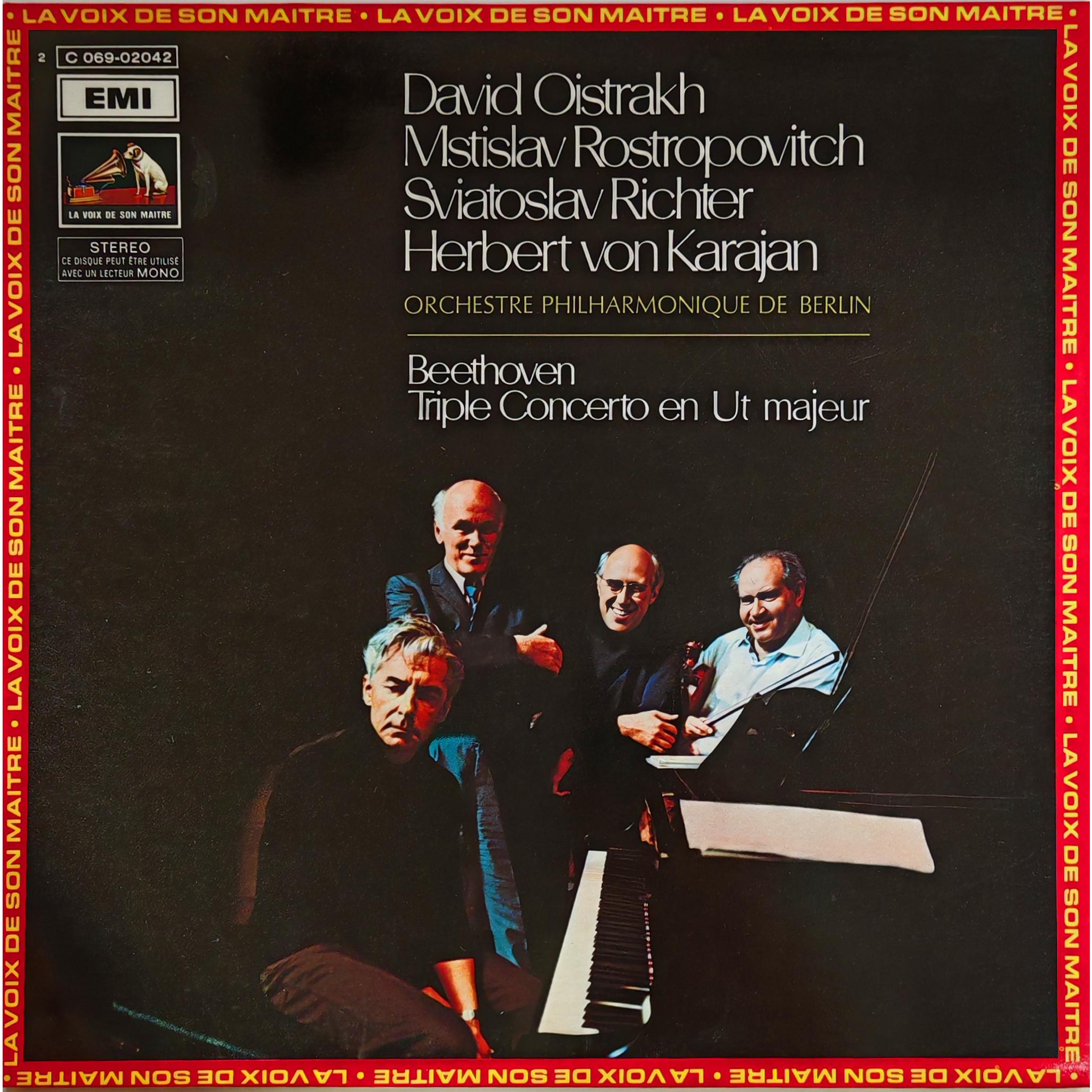 BEETHOVEN — TRIPLE CONCERTO EN UT MAJEUR (D. OISTRAKH, M. ROSTROPOVITCH, S. RICHTER, H. V. KARAJAN) NEAR MINT