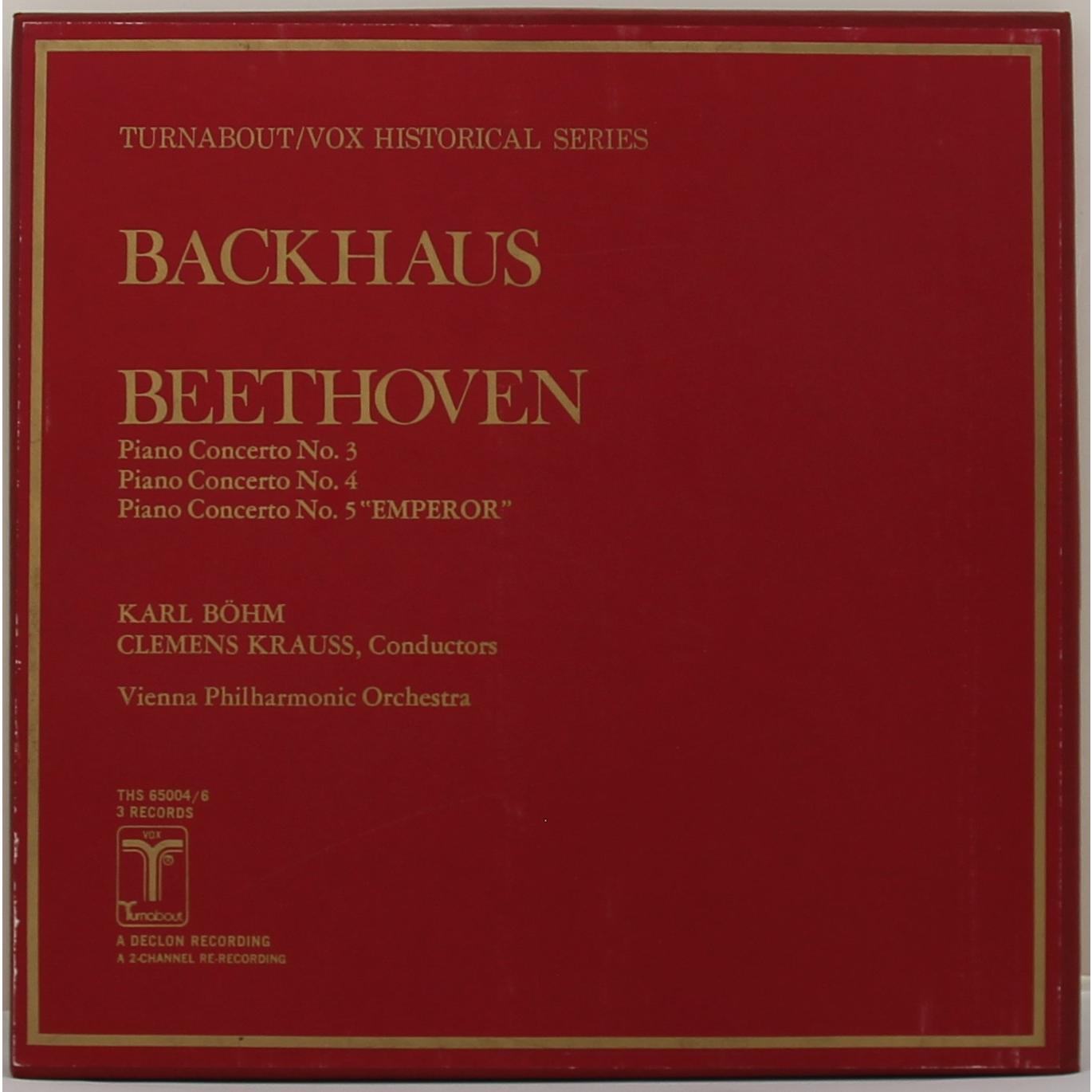 BEETHOVEN — PIANO CONCERTOS № 3, 4, 5 "EMPEROR" (WILHELM BACKHAUS, VIENNA PHILHARMONIC ORCHESTRA)