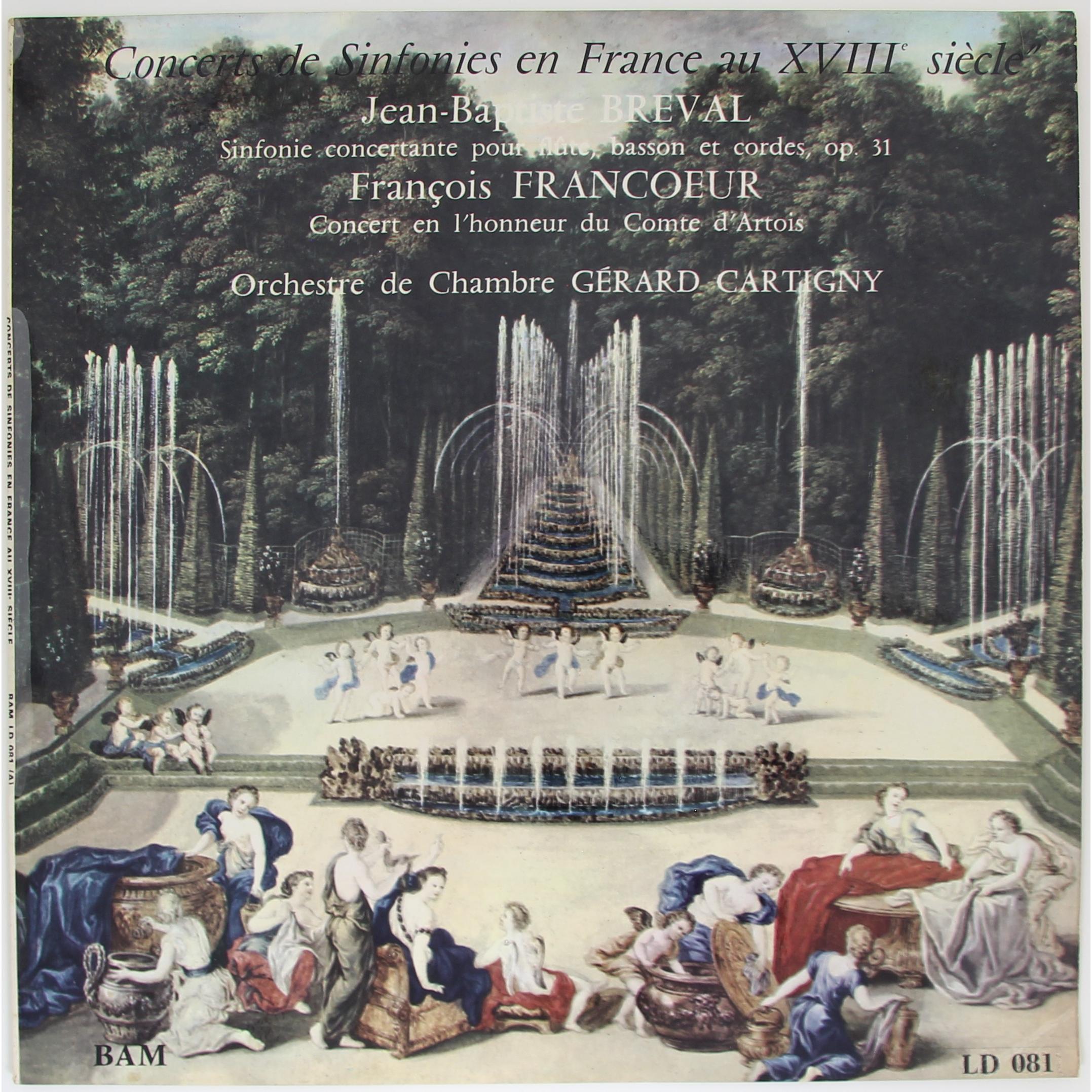 BREVAL, FRANCOEUR — CONCERTS DE SINFONIES EN FRANCE AU XVIIIeme SIECLE (GERARD CARTIGNY) VERY GOOD