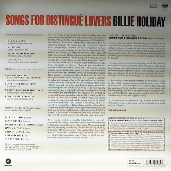 Billie Holiday — Songs For Distingue Lovers