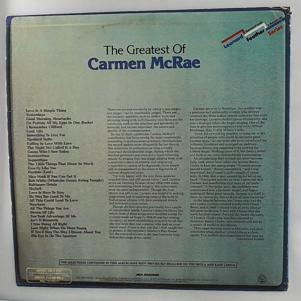 McRae Carmen — Greatest Of McRae Carmen