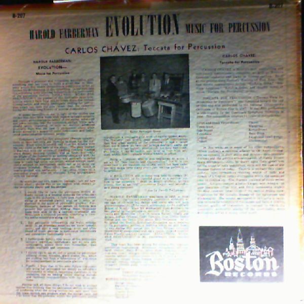 Farberman Harold/Chavez Carlos, Boston Percussion Group — Evolution / Toccata For Percussion