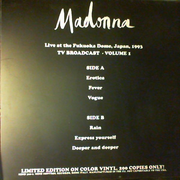 Madonna — Madonna Live at the Fukuoka Dome, Japan, 1993 TV Broadcast - Volume 1