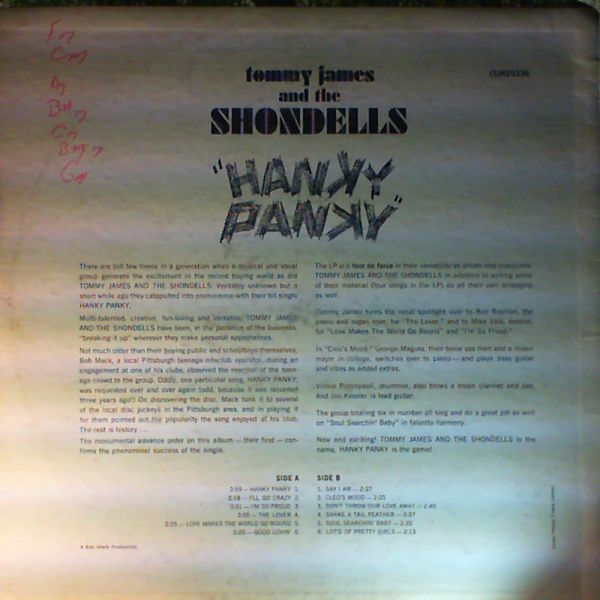 James Tommy & Shondells — Hanky Panky