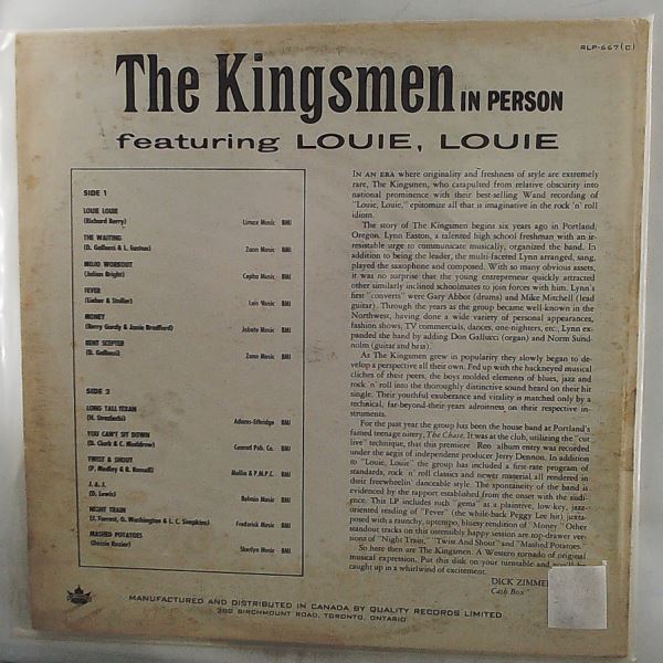 Kingsmen — Kingsmen in Person featuring Louie, Louie