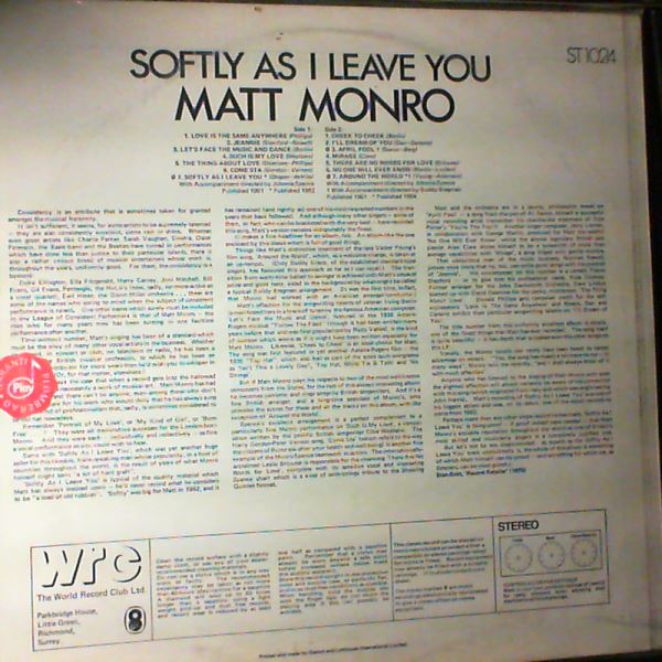 Monro Matt — Softly As I Leave You