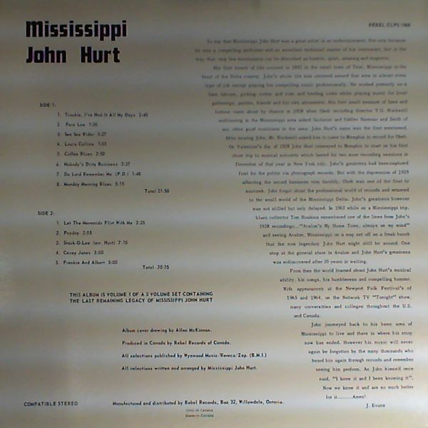 Hurt John Mississippi — Volume One Of A Legacy