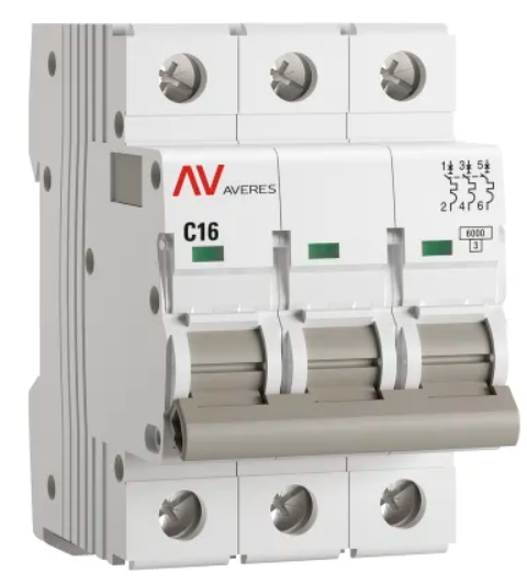 Выключатель автоматический AV-6 3P 16A C 6kA EKF AVERES