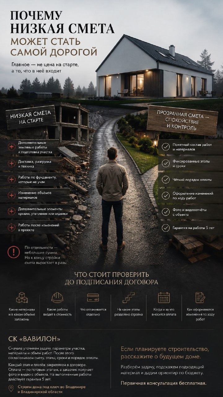 ⚠️Почему первоначально низкая смета иногда становится самой дорогой