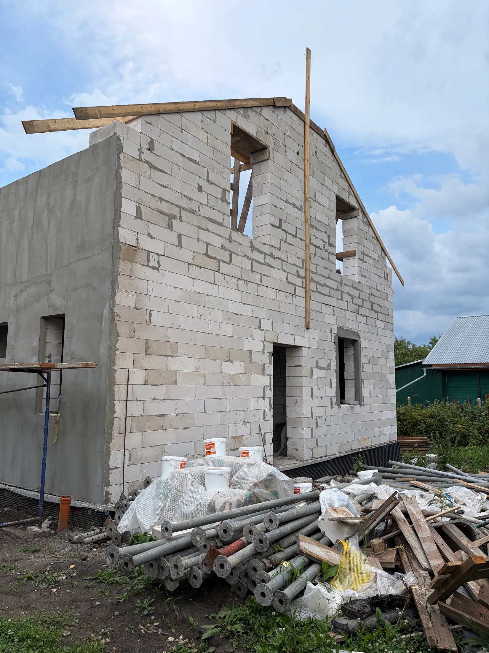 Строительство коробки дома из газоблока