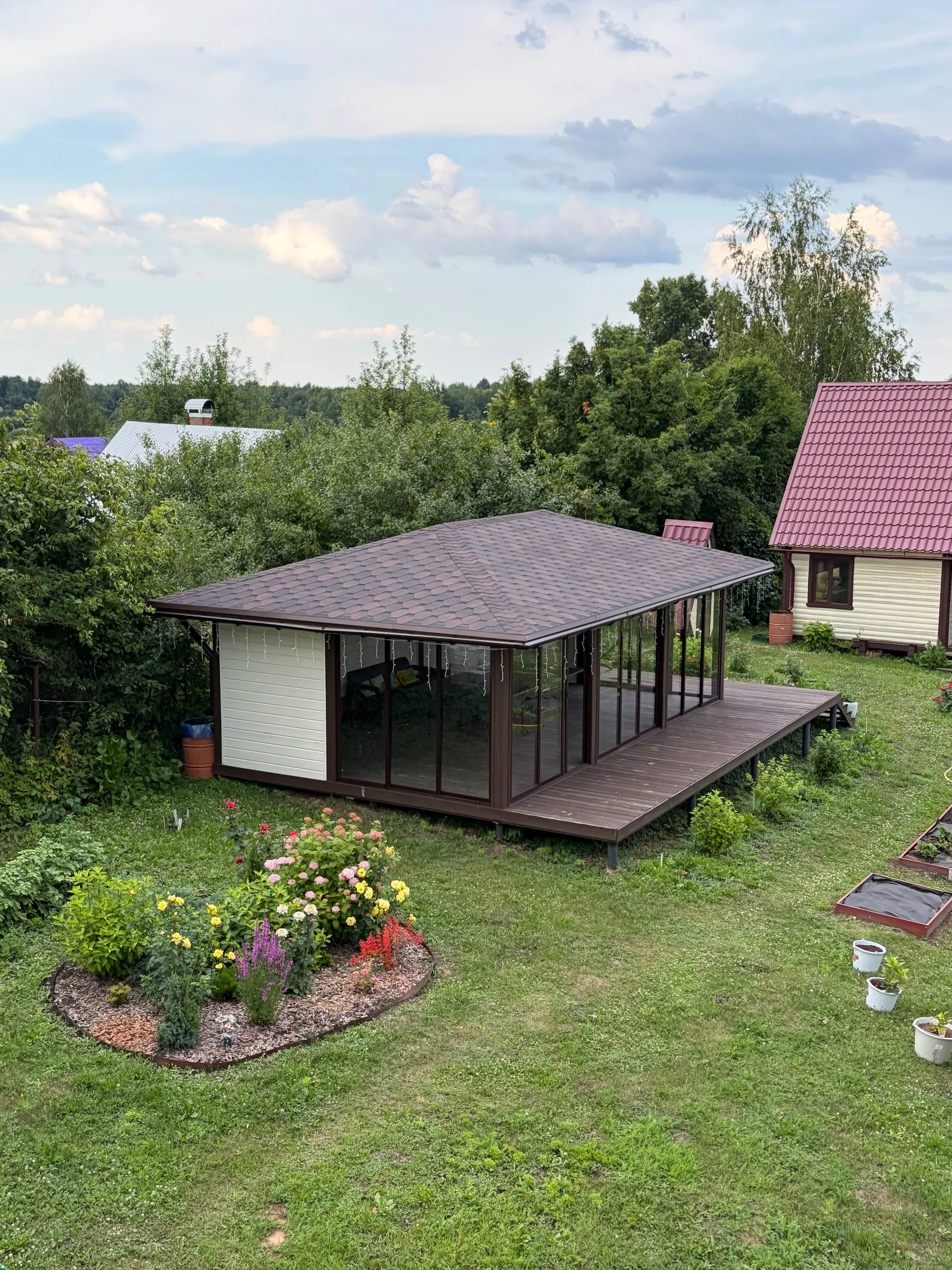 Панорамная веранда — сборка каркаса и кровли