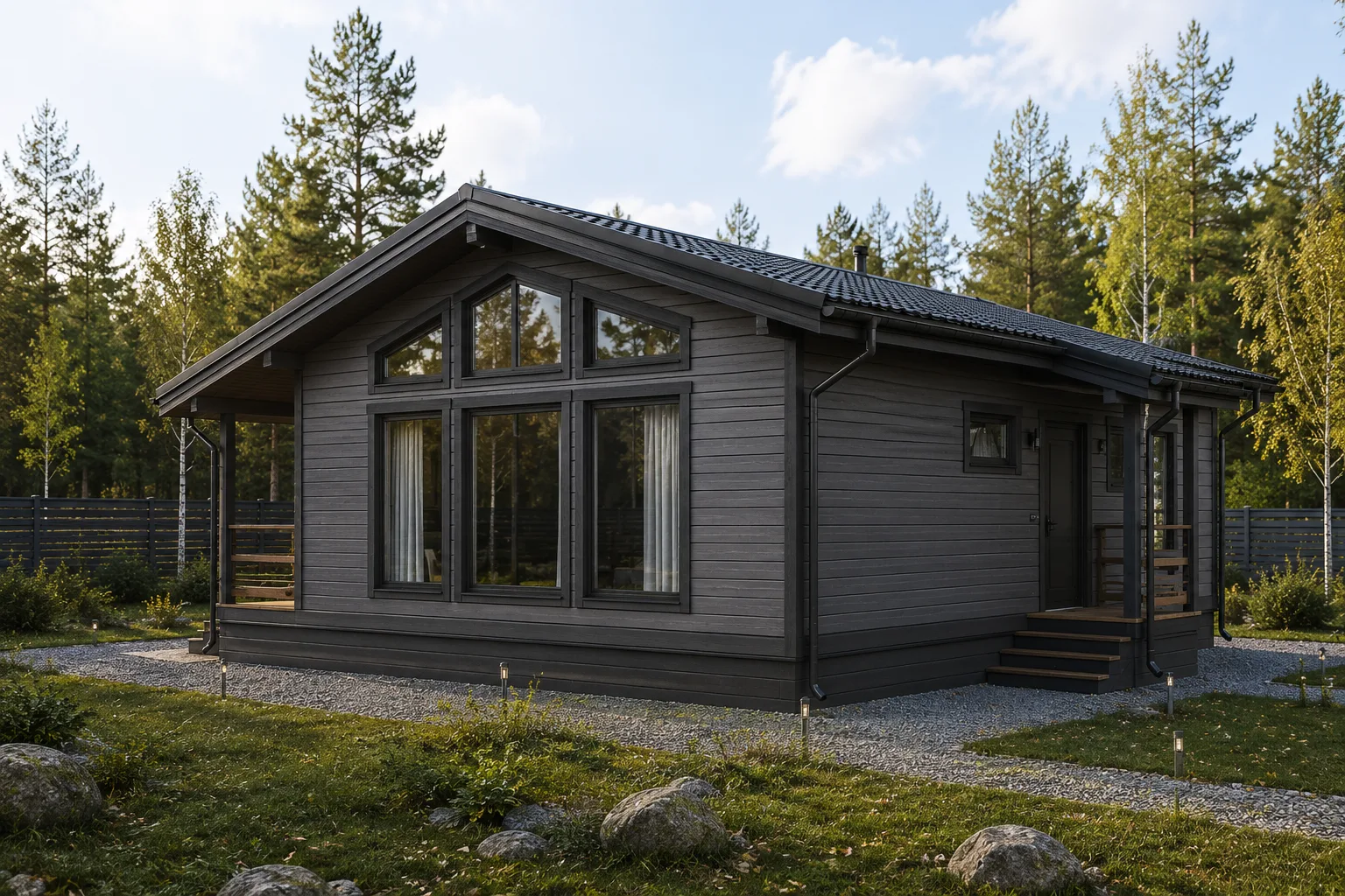 Одноэтажный каркасный дом 8×12 м, 99,2 м²