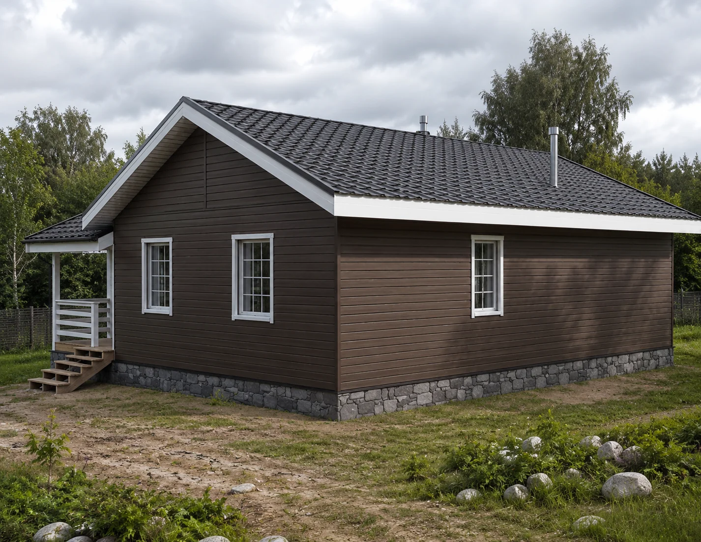 Дом 12,45×13,15 м, вид сбоку