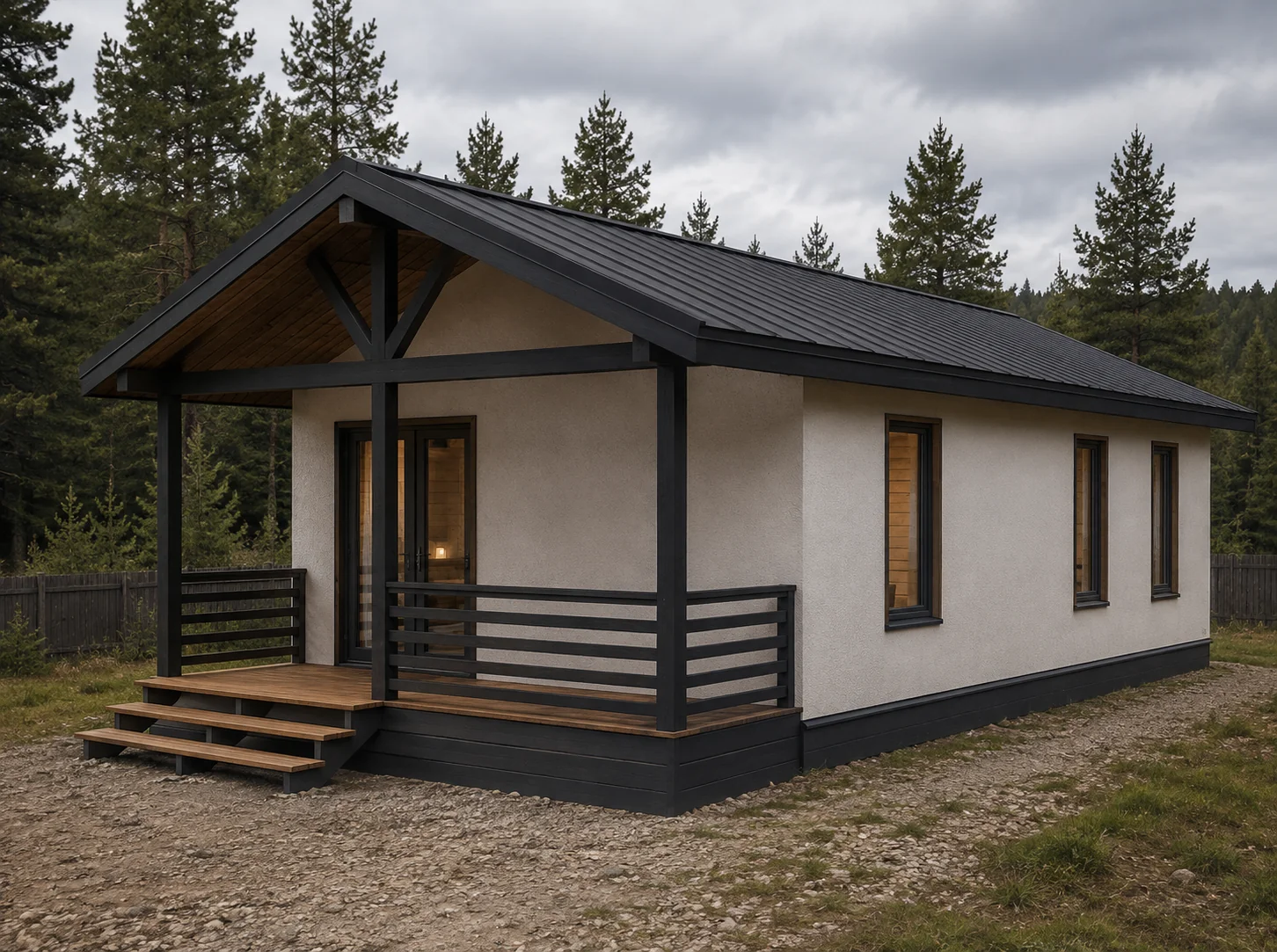 Одноэтажный каркасный дом 7,9×13,5 м на 4 спальни, 107,1 м²