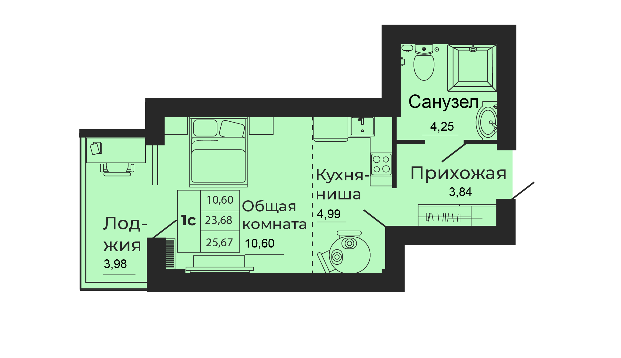 Планировка Студия в ЖК «Мечта»