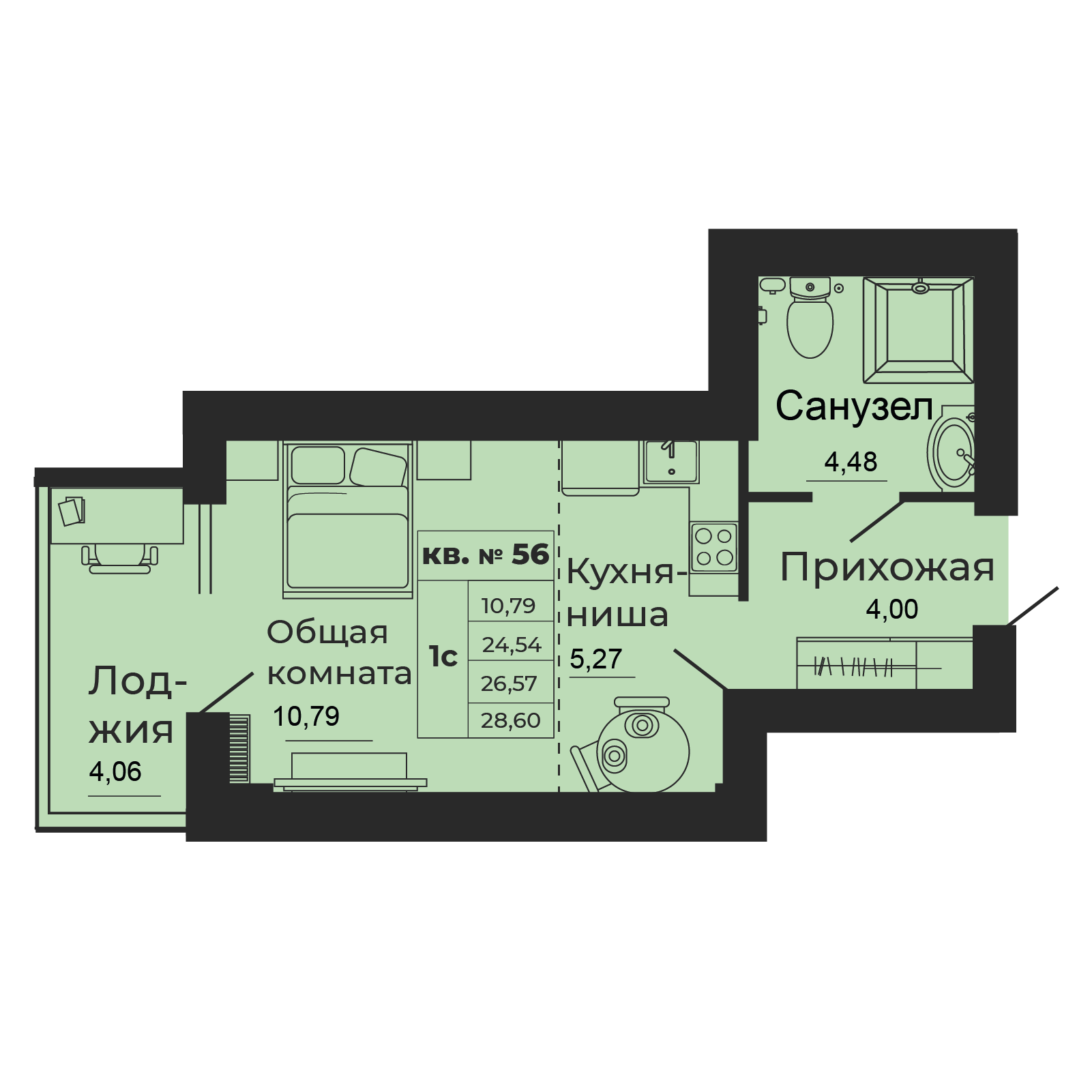 Планировка Студия в ЖК «Мечта»